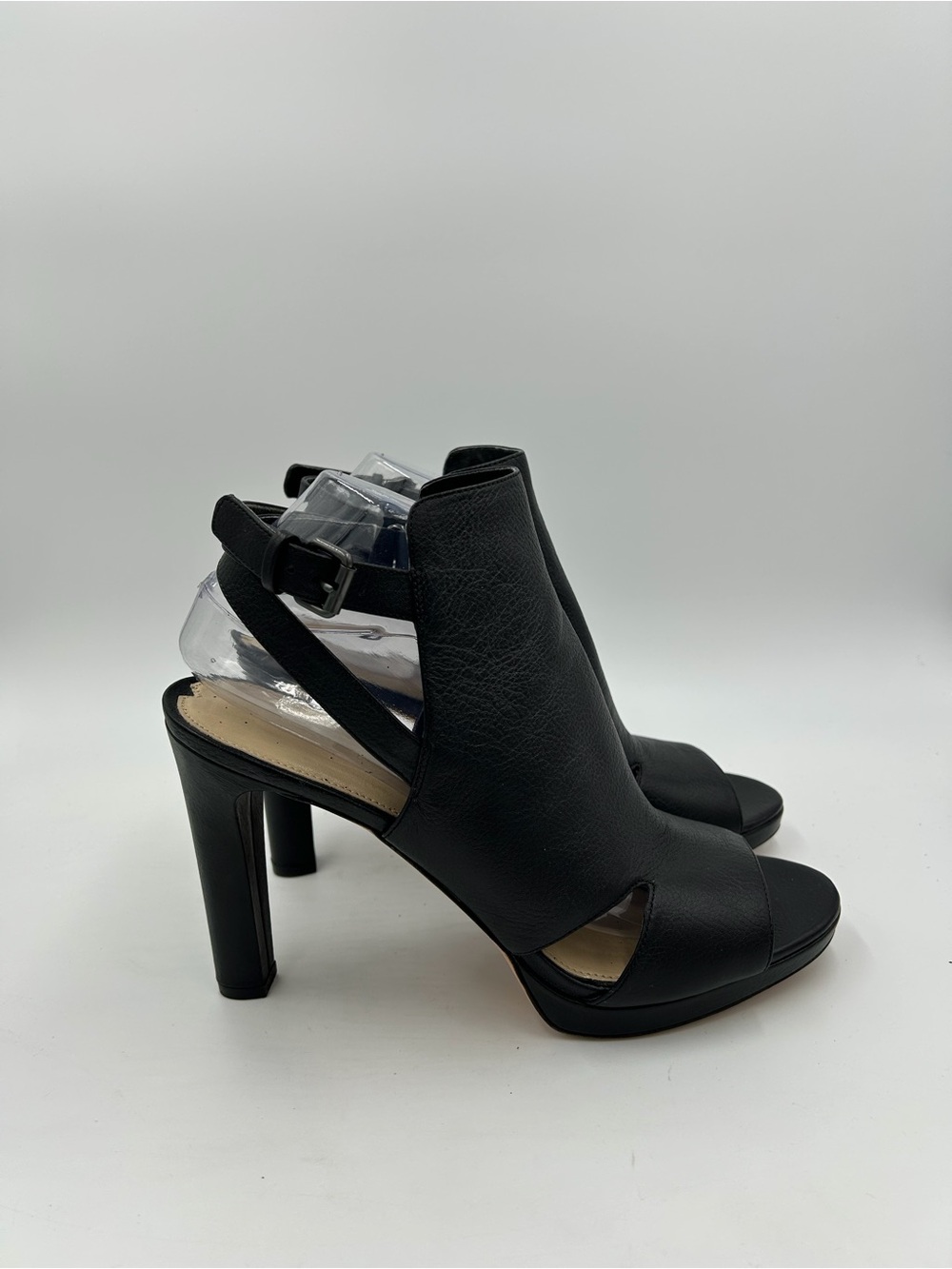 Via Spiga Black Leather Heels Strappy  Buckle Women’s Size 10M
